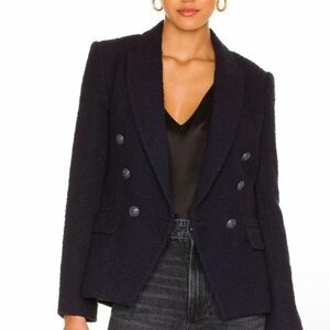 L'AGENCE Double-Breasted Kenzie Black Textures Blazer